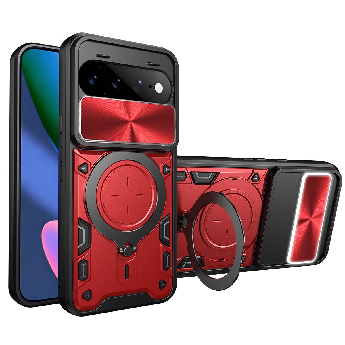 For Google Pixel 11 Pro XL CD Texture Sliding Camshield Magnetic Holder Phone Case(Red)