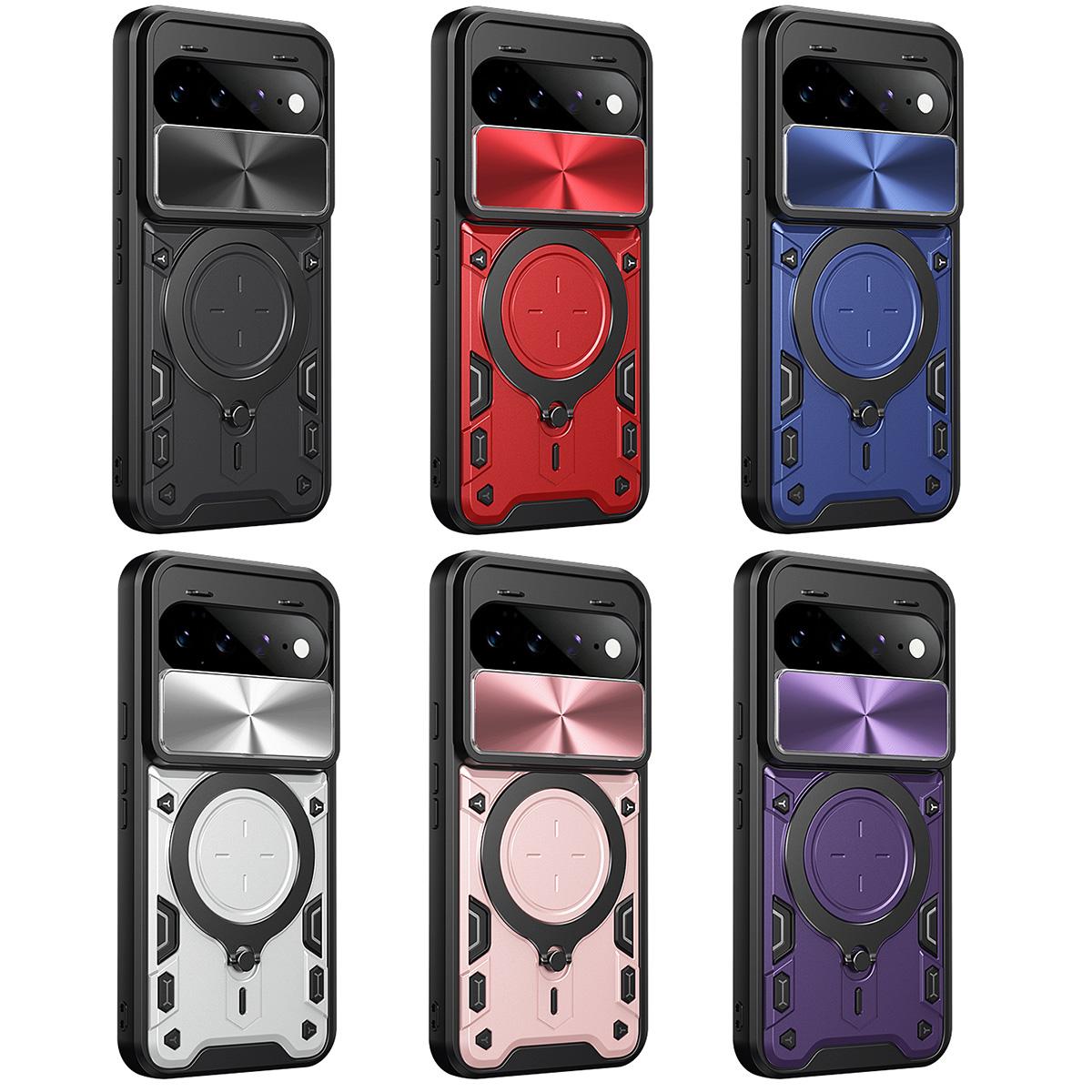 For Google Pixel 11 Pro XL CD Texture Sliding Camshield Magnetic Holder Phone Case(Purple)