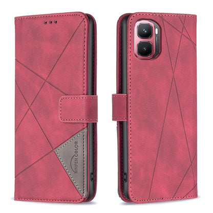 For Infinix GT 50 Pro 5G Magnetic Buckle Rhombus Texture Leather Phone Case - Red - EDA005979227A