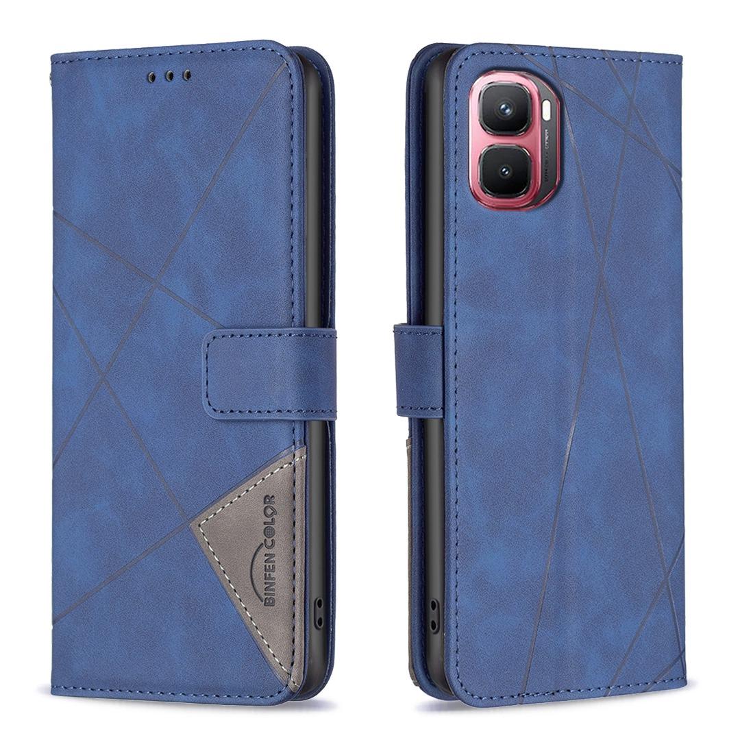 For Infinix GT 50 Pro 5G Magnetic Buckle Rhombus Texture Leather Phone Case - Blue - EDA005979227B