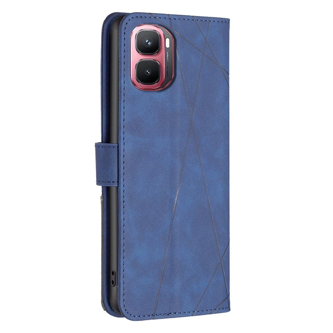For Infinix GT 50 Pro 5G Magnetic Buckle Rhombus Texture Leather Phone Case - Blue - EDA005979227B