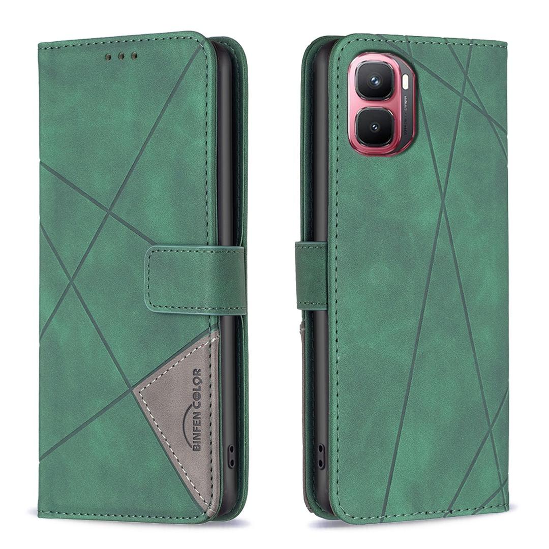 For Infinix GT 50 Pro 5G Magnetic Buckle Rhombus Texture Leather Phone Case - Green - EDA005979227C