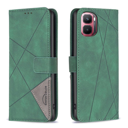 For Infinix GT 50 Pro 5G Magnetic Buckle Rhombus Texture Leather Phone Case - Green - EDA005979227C