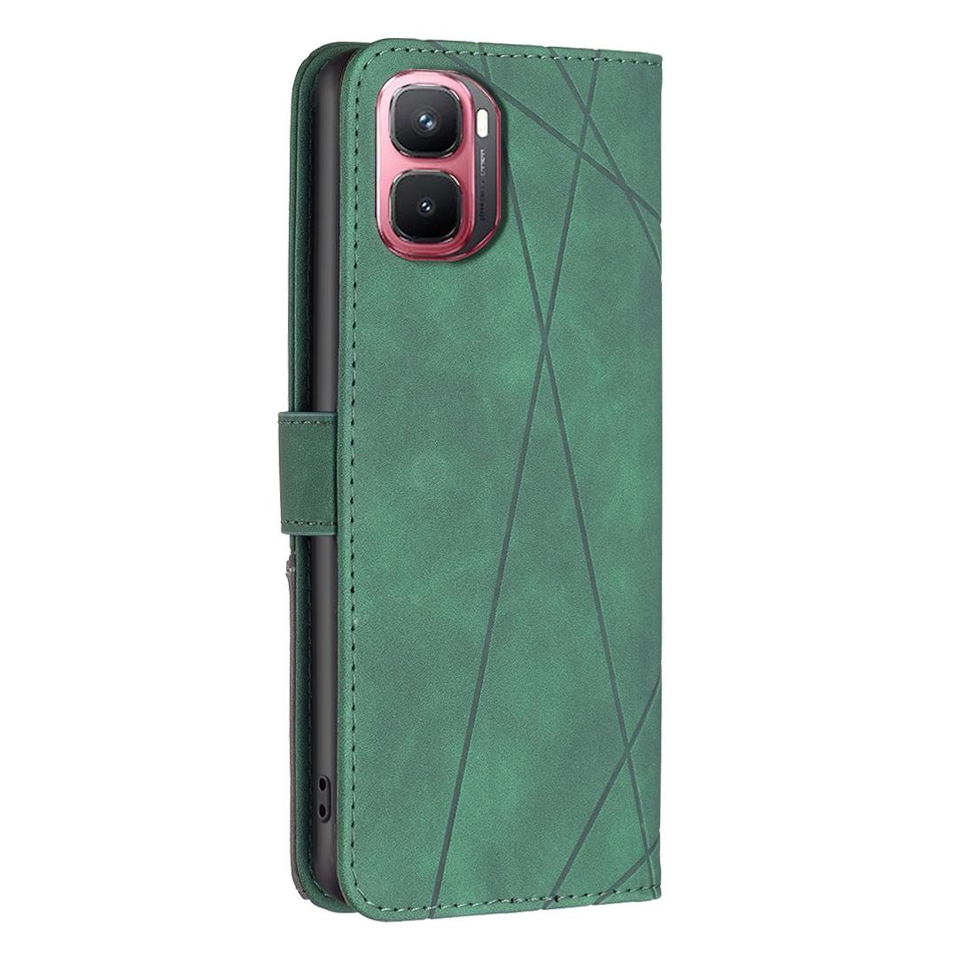 For Infinix GT 50 Pro 5G Magnetic Buckle Rhombus Texture Leather Phone Case - Green - EDA005979227C