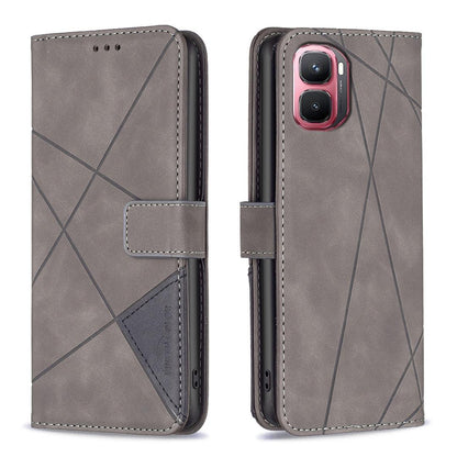 For Infinix GT 50 Pro 5G Magnetic Buckle Rhombus Texture Leather Phone Case - Grey - EDA005979227E