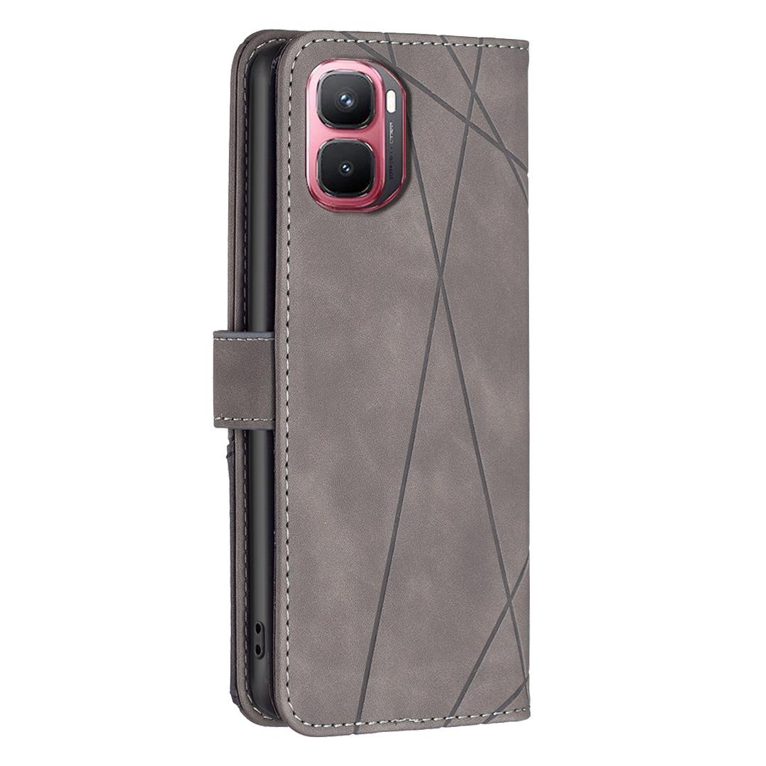 For Infinix GT 50 Pro 5G Magnetic Buckle Rhombus Texture Leather Phone Case - Grey - EDA005979227E