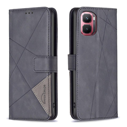 For Infinix GT 50 Pro 5G Magnetic Buckle Rhombus Texture Leather Phone Case - Black - EDA005979227F
