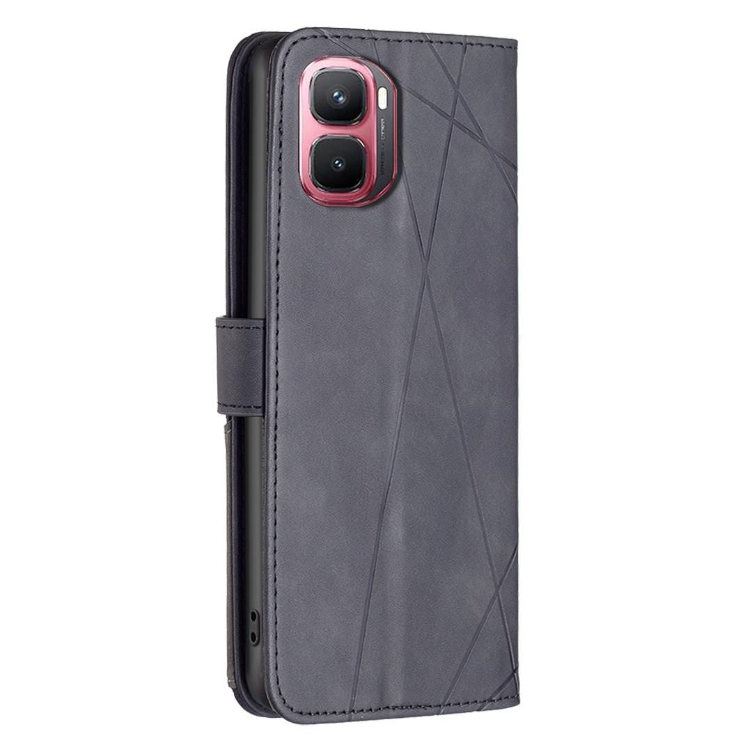For Infinix GT 50 Pro 5G Magnetic Buckle Rhombus Texture Leather Phone Case - Black - EDA005979227F