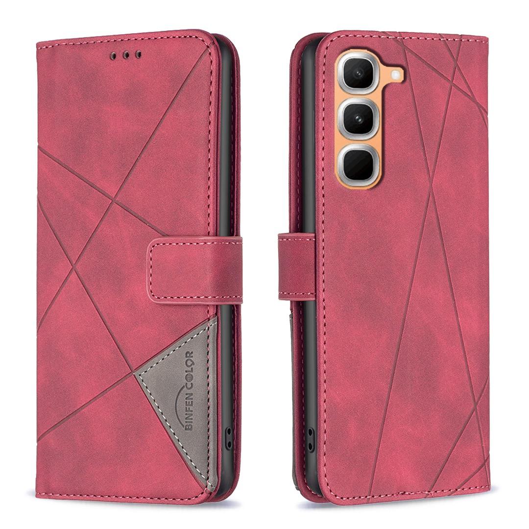 For Infinix Hot 70 Pro 5G Magnetic Buckle Rhombus Texture Leather Phone Case - Red - EDA005979228A