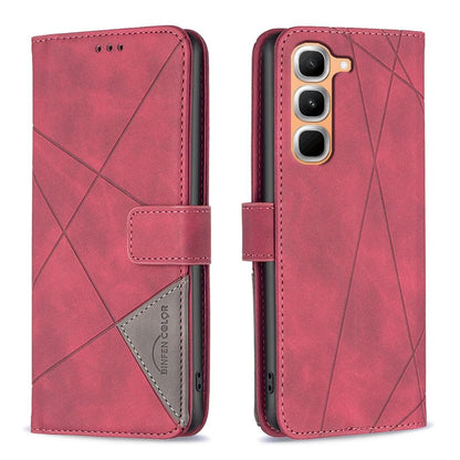 For Infinix Hot 70 Pro 5G Magnetic Buckle Rhombus Texture Leather Phone Case - Red - EDA005979228A
