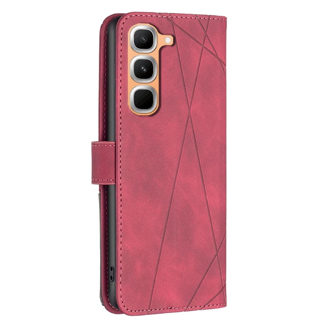 For Infinix Hot 70 Pro 5G Magnetic Buckle Rhombus Texture Leather Phone Case - Red - EDA005979228A