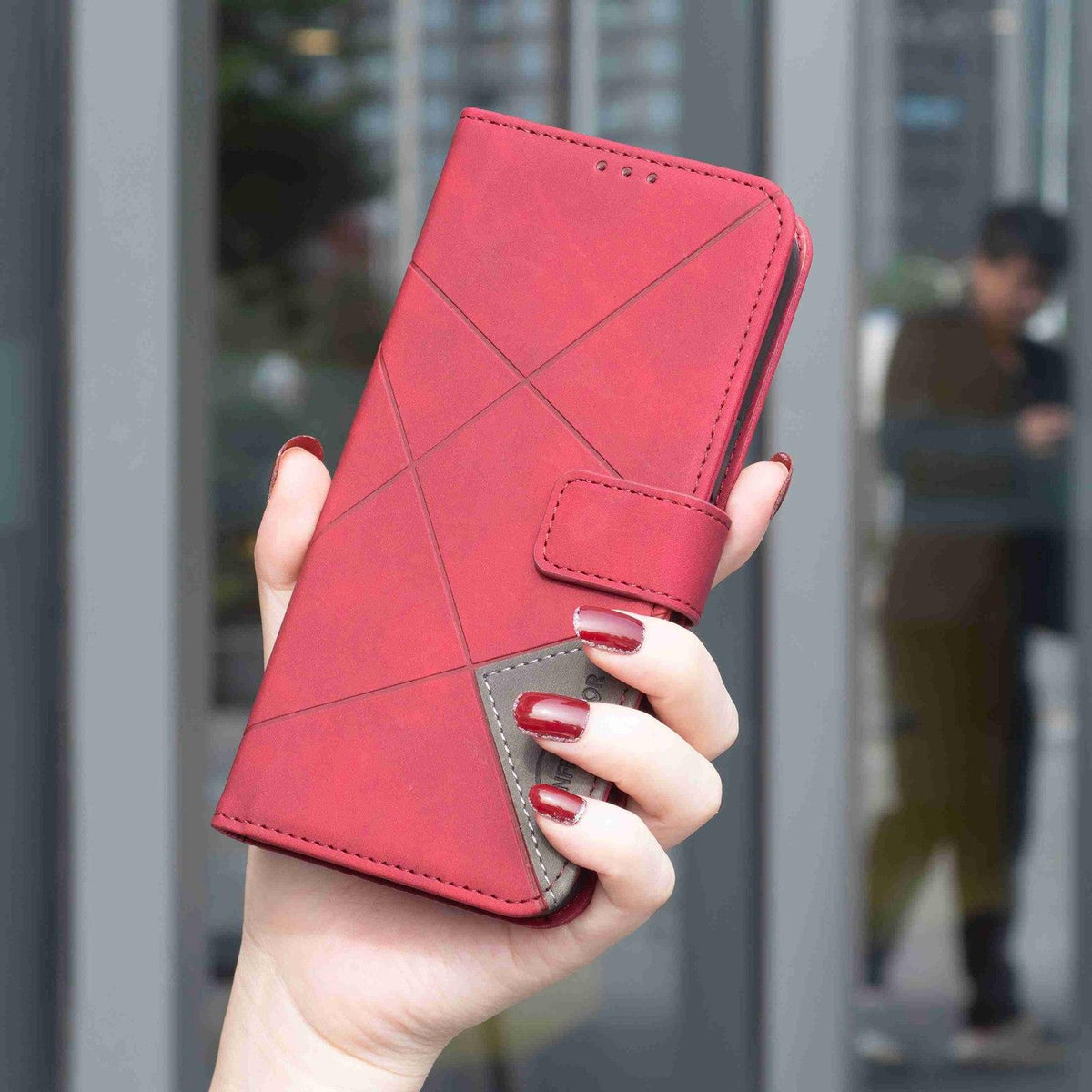 For Infinix Hot 70 Pro 5G Magnetic Buckle Rhombus Texture Leather Phone Case - Red - EDA005979228A