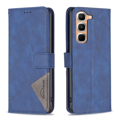 For Infinix Hot 70 Pro 5G Magnetic Buckle Rhombus Texture Leather Phone Case - Blue - EDA005979228B