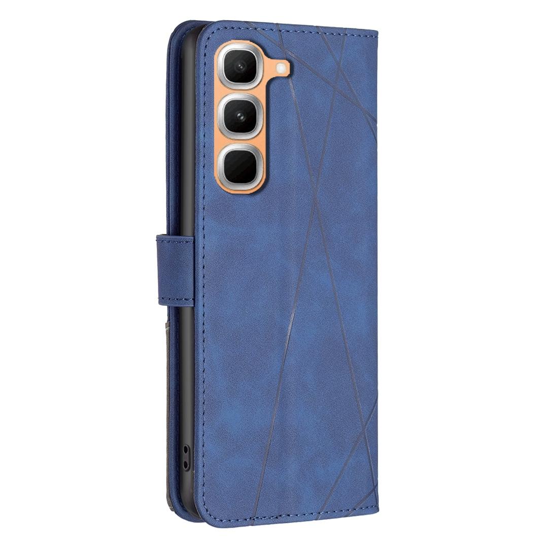 For Infinix Hot 70 Pro 5G Magnetic Buckle Rhombus Texture Leather Phone Case - Blue - EDA005979228B