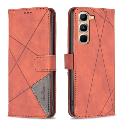For Infinix Hot 70 Pro 5G Magnetic Buckle Rhombus Texture Leather Phone Case - Brown - EDA005979228D