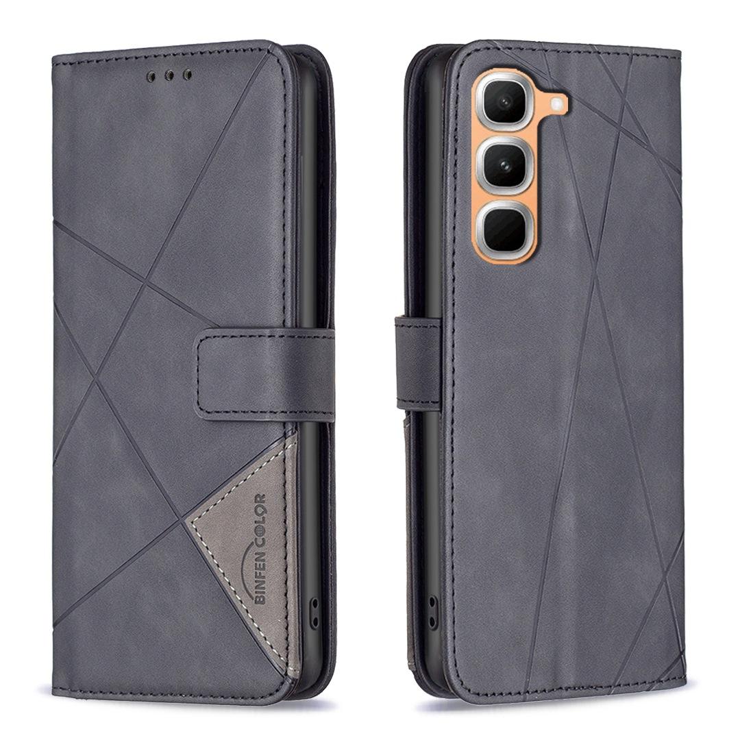 For Infinix Hot 70 Pro 5G Magnetic Buckle Rhombus Texture Leather Phone Case - Black - EDA005979228F