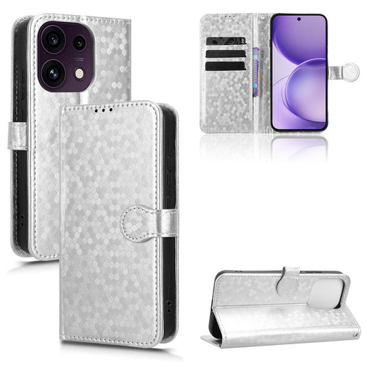 For OPPO Reno16 F 5G / Reno16 FS 5G Honeycomb Dot Texture Leather Phone Case - Silver - EDA005980842E