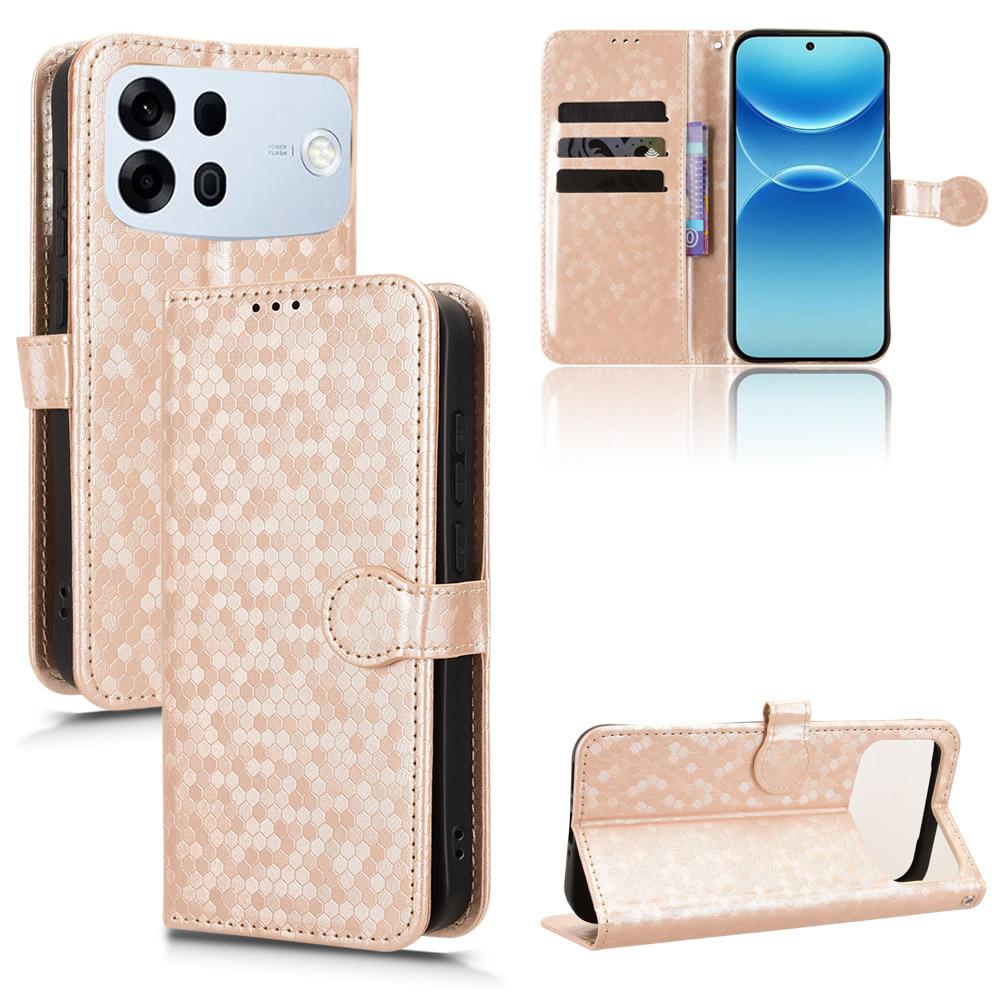 For OPPO A7 Pro Max Honeycomb Dot Texture Leather Phone Case - Gold - EDA005980844B