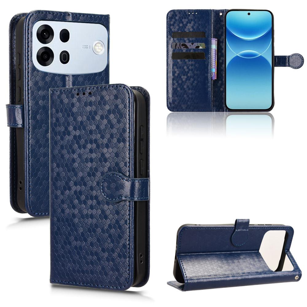 For OPPO A7 Pro Max Honeycomb Dot Texture Leather Phone Case - Blue - EDA005980844C