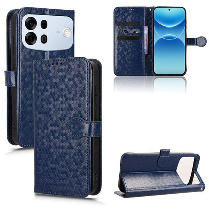 For OPPO A7 Pro Max Honeycomb Dot Texture Leather Phone Case - Blue - EDA005980844C