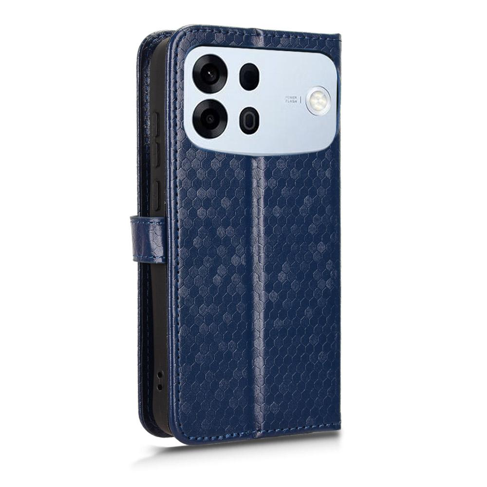 For OPPO A7 Pro Max Honeycomb Dot Texture Leather Phone Case - Blue - EDA005980844C