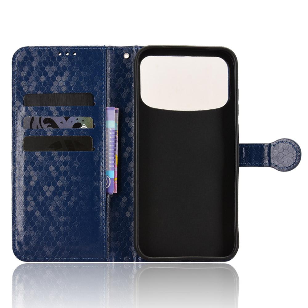 For OPPO A7 Pro Max Honeycomb Dot Texture Leather Phone Case - Blue - EDA005980844C