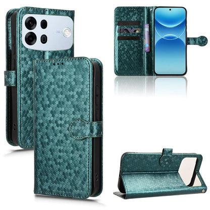 For OPPO A7 Pro Max Honeycomb Dot Texture Leather Phone Case - Green - EDA005980844D