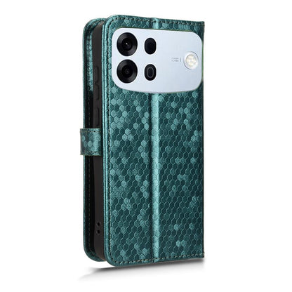 For OPPO A7 Pro Max Honeycomb Dot Texture Leather Phone Case - Green - EDA005980844D