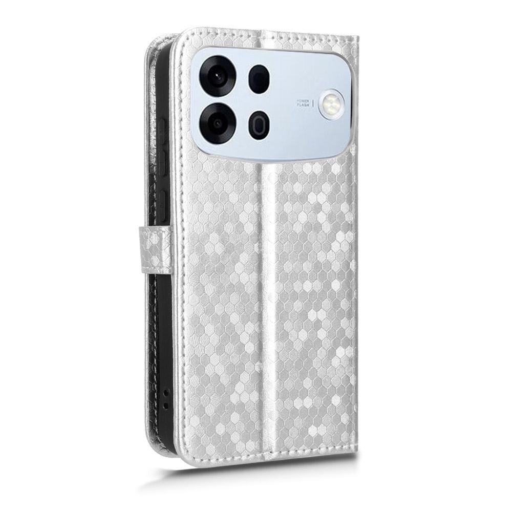 For OPPO A7 Pro Max Honeycomb Dot Texture Leather Phone Case - Silver - EDA005980844E