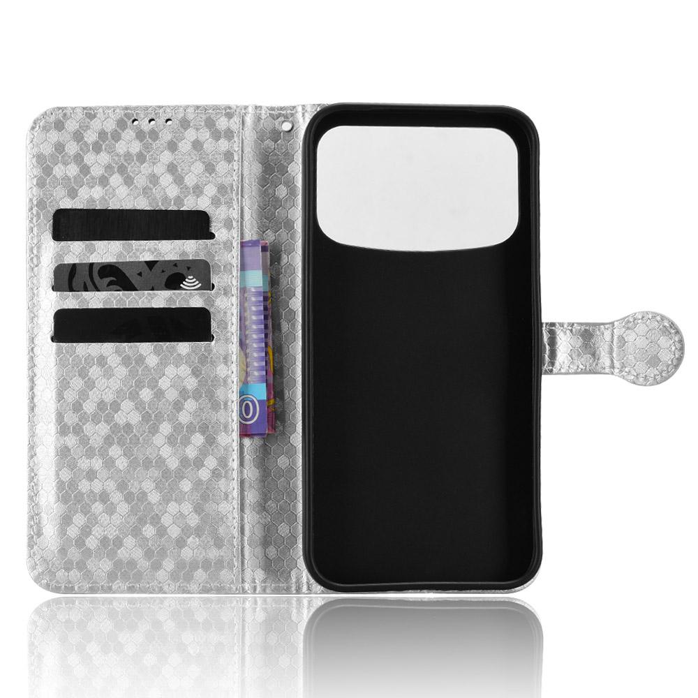 For OPPO A7 Pro Max Honeycomb Dot Texture Leather Phone Case - Silver - EDA005980844E