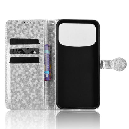 For OPPO A7 Pro Max Honeycomb Dot Texture Leather Phone Case - Silver - EDA005980844E