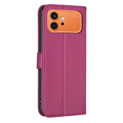 For Honor 600 Global Four-leaf Embossed Leather Phone Case - Rose Red - EDA005991912A