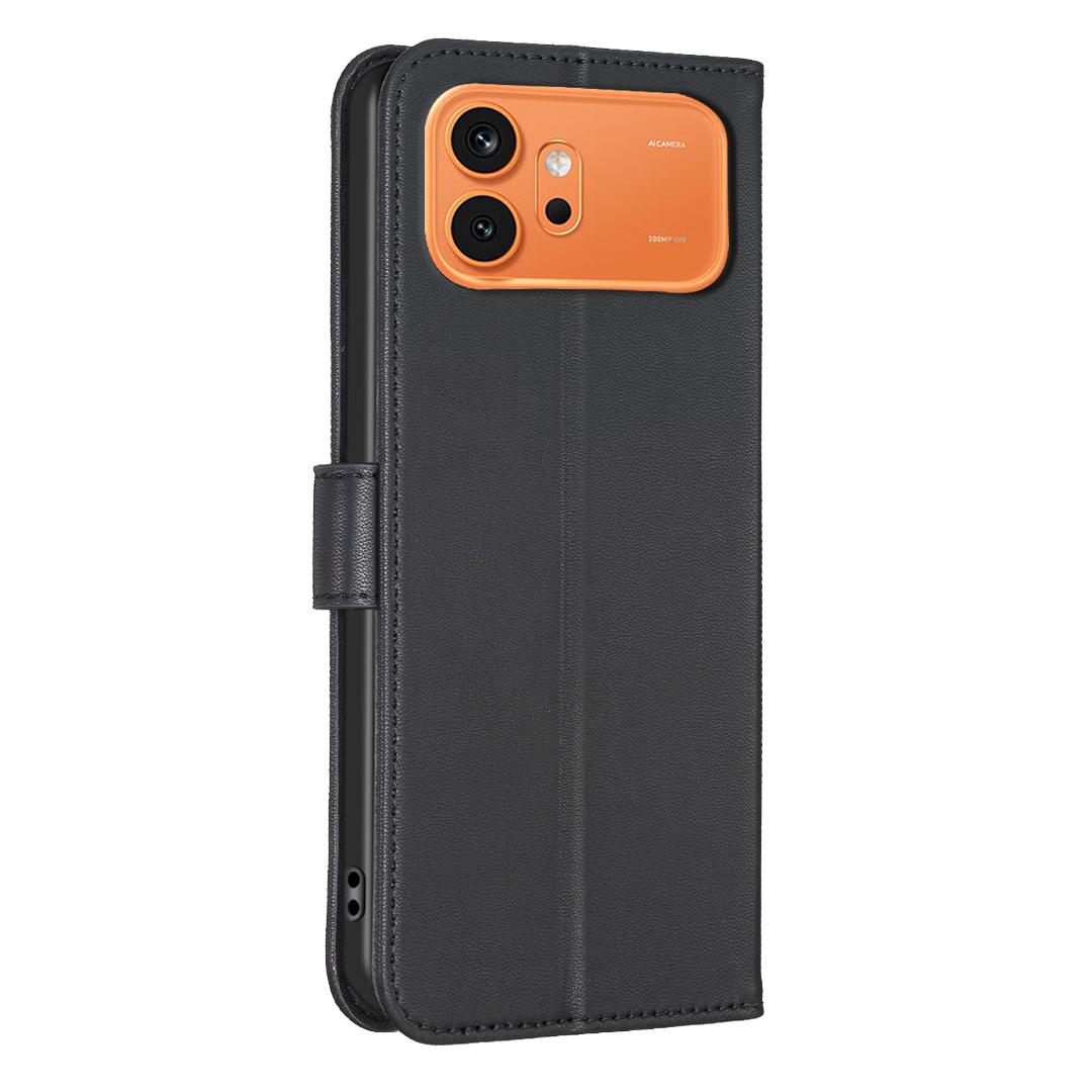 For Honor 600 Global Four-leaf Embossed Leather Phone Case - Black - EDA005991912C