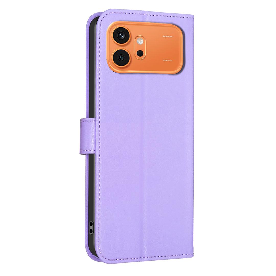 For Honor 600 Global Four-leaf Embossed Leather Phone Case - Purple - EDA005991912D