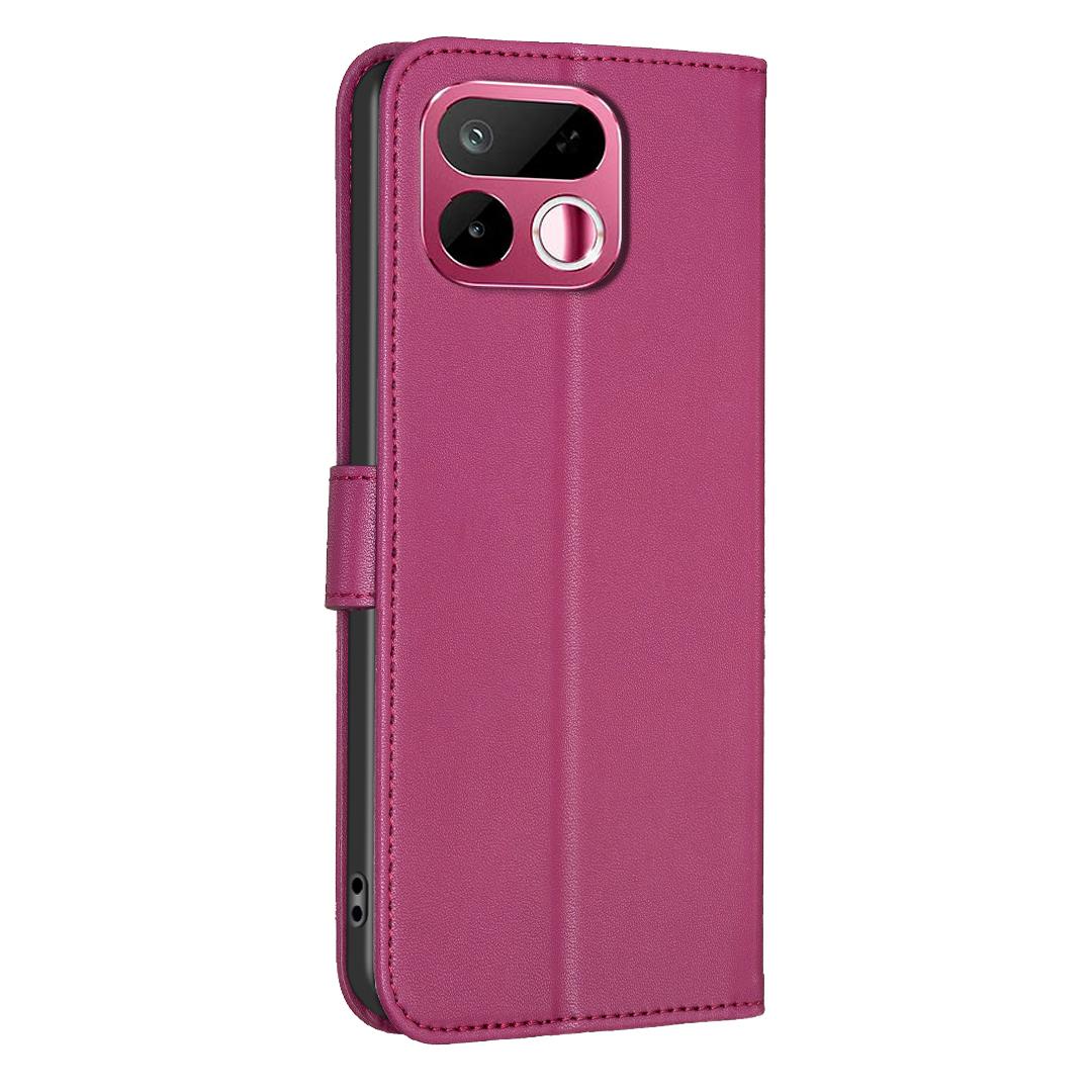 For Realme 16T 5G Four-leaf Embossed Leather Phone Case - Rose Red - EDA005992405A