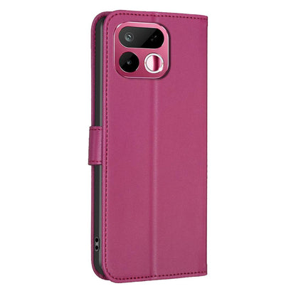 For Realme 16T 5G Four-leaf Embossed Leather Phone Case - Rose Red - EDA005992405A