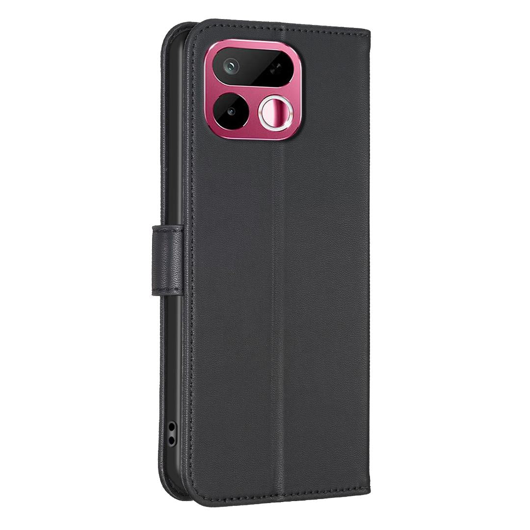 For Realme 16T 5G Four-leaf Embossed Leather Phone Case - Black - EDA005992405C
