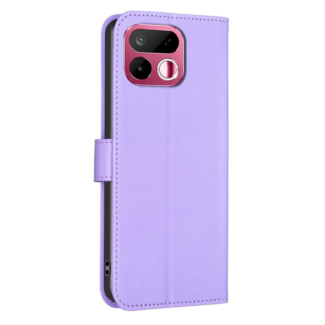 For Realme 16T 5G Four-leaf Embossed Leather Phone Case - Purple - EDA005992405D