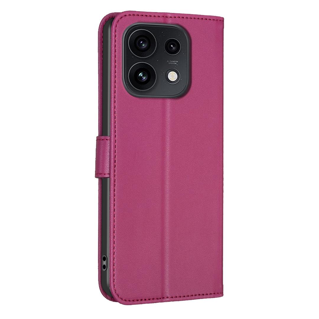 For OPPO Reno16 F 5G/Reno16 FS 5G Four-leaf Embossed Leather Phone Case - Rose Red - EDA005992828A