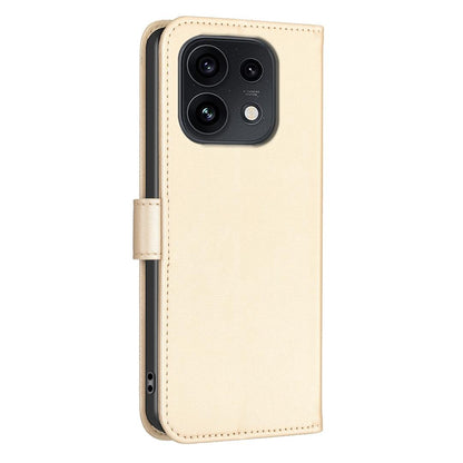 For OPPO Reno16 F 5G/Reno16 FS 5G Four-leaf Embossed Leather Phone Case - Gold - EDA005992828E