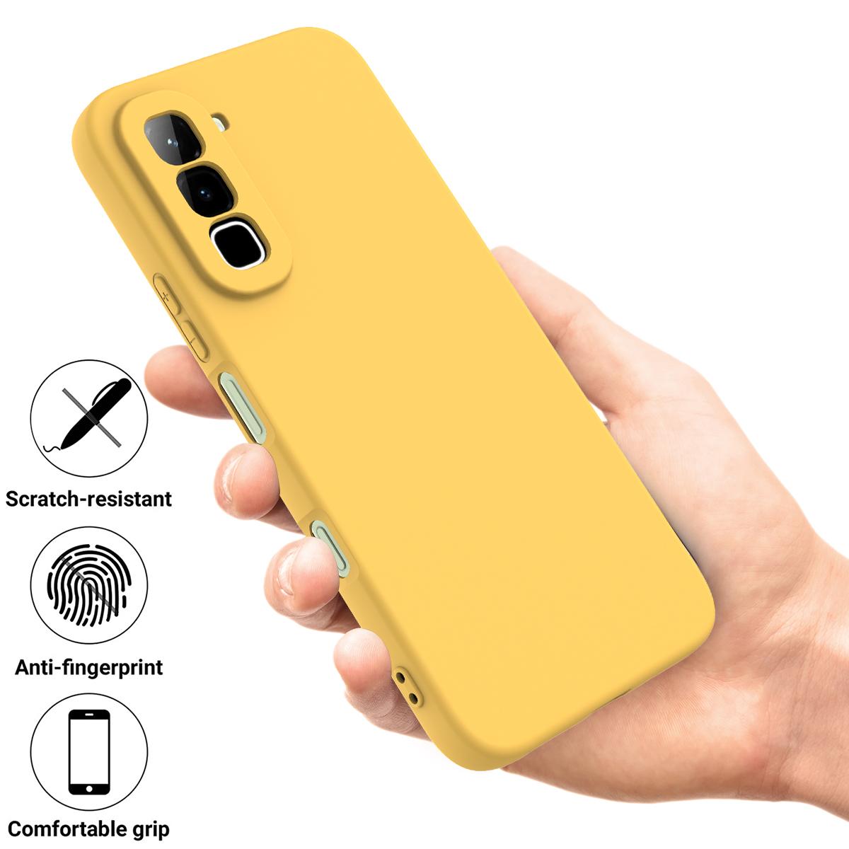 For Infinix Hot 70 Solid Color Liquid Silicone Dropproof Full Coverage Phone Case(Yellow)