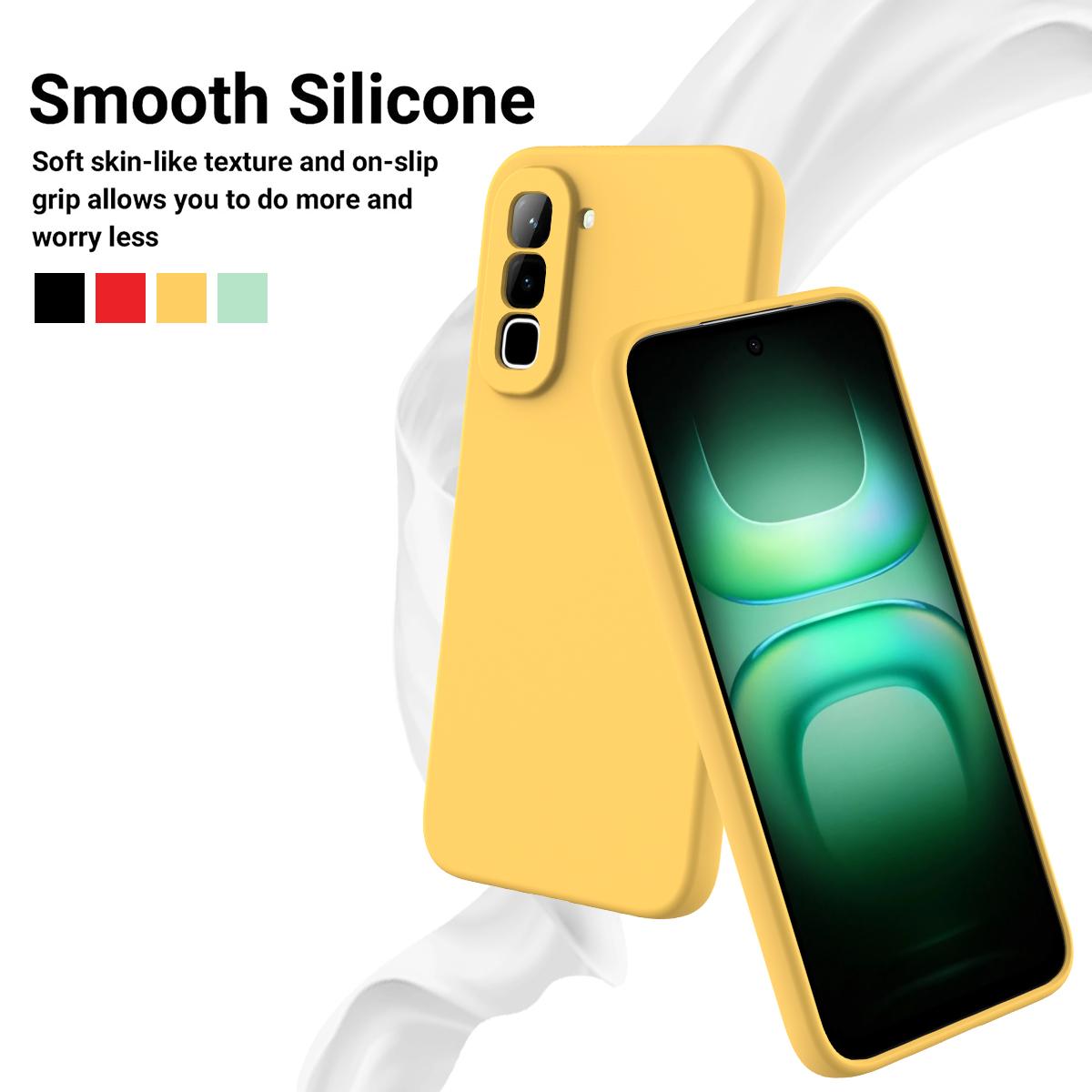 For Infinix Hot 70 Solid Color Liquid Silicone Dropproof Full Coverage Phone Case(Yellow)