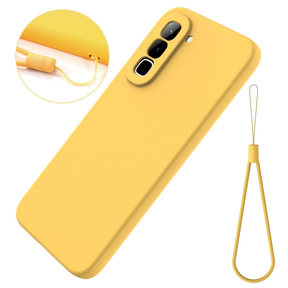 For Infinix Hot 70 Solid Color Liquid Silicone Dropproof Full Coverage Phone Case(Yellow)
