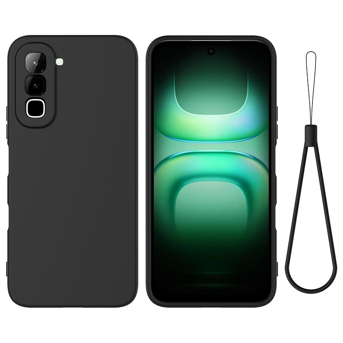 For Infinix Hot 70 Solid Color Liquid Silicone Dropproof Full Coverage Phone Case(Black)