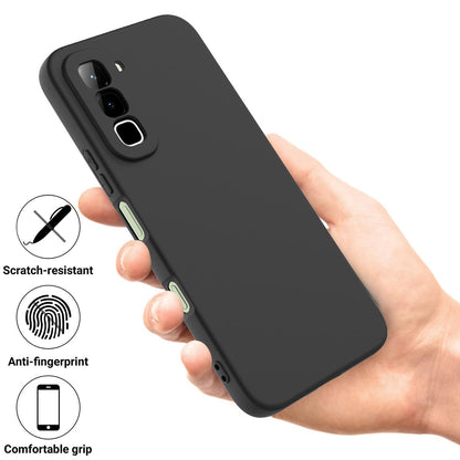 For Infinix Hot 70 Solid Color Liquid Silicone Dropproof Full Coverage Phone Case(Black)