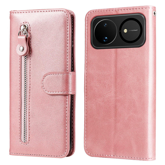 For Huawei nova 16 Fashion Calf Texture Zipper Leather Phone Case(Rose Gold)