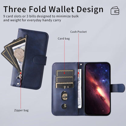 For Huawei nova 16 Fashion Calf Texture Zipper Leather Phone Case(Blue)