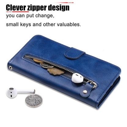 For Huawei nova 16 Fashion Calf Texture Zipper Leather Phone Case(Blue)