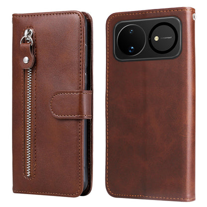 For Huawei nova 16 Fashion Calf Texture Zipper Leather Phone Case(Brown)
