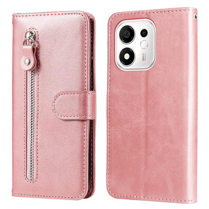 For Honor 600 Smart 5G Fashion Calf Texture Zipper Leather Phone Case(Rose Gold)